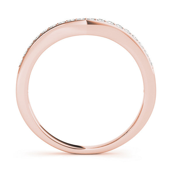 Rose gold Curved Round Diamond Band with Pavé Setting