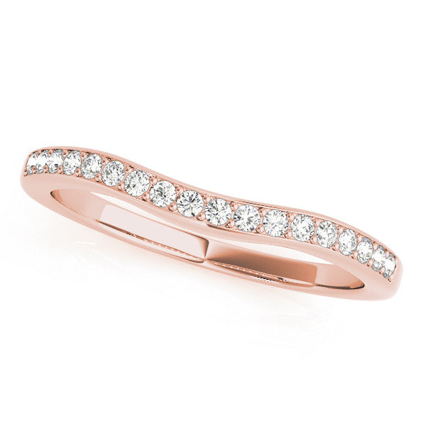 Rose gold Curved Round Diamond Band with Pavé Setting