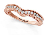 Rose gold Pave Round Diamond Curved Milgrain Band_15