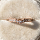 Rose gold Pave Round Diamond Curved Milgrain Band_29