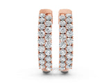 Rose gold Pave Round Diamond Hoop Earrings with Channel Band and Shared Prong Setting_7