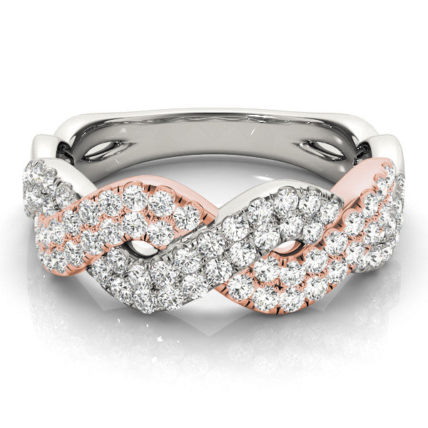 Rose gold Pave Round Diamond Infinity Twist Band with Shared Prong Setting 1