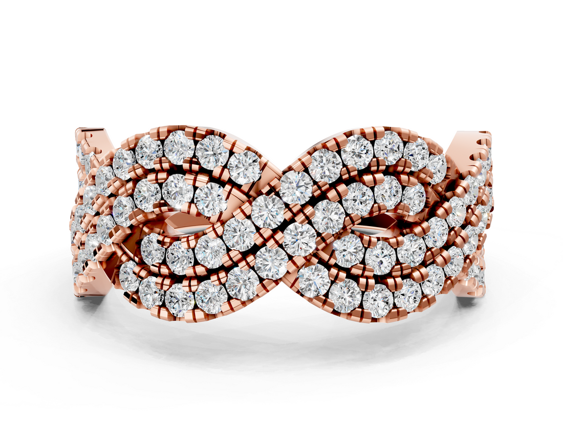 Rose gold Pave Round Diamond Infinity Twist Band with Shared Prong Setting_41