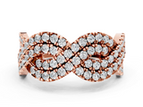 Rose gold Pave Round Diamond Infinity Twist Band with Shared Prong Setting_41
