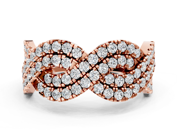 Rose gold Pavé Round Diamond Infinity Twist Band with Shared Prong Setting