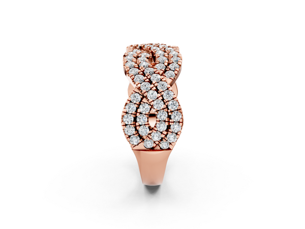 Rose gold Pavé Round Diamond Infinity Twist Band with Shared Prong Setting