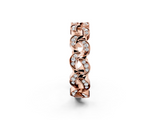 Rose gold Pave Round Diamond Interlocking Eternity Band with Bezel Prong Setting_25