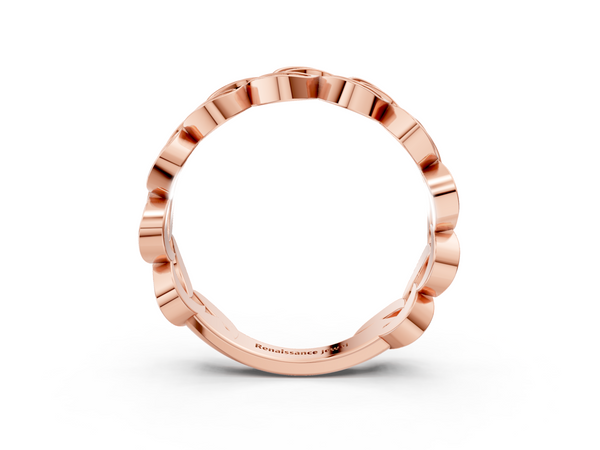 Rose gold Pavé Round Diamond Interlocking Eternity Band with Bezel Prong Setting