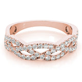 Rose gold Pave Round Diamond Twist Band with Shared Prong Setting 1