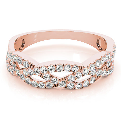 Rose gold Pave Round Diamond Twist Band with Shared Prong Setting 1
