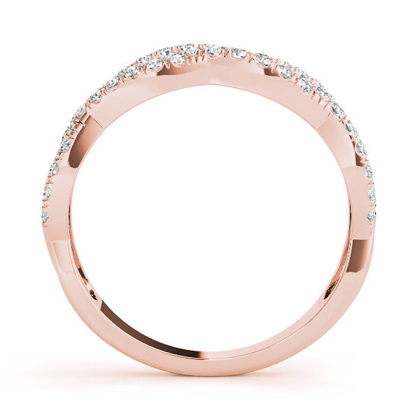 Rose gold Pave Round Diamond Twist Band with Shared Prong Setting 2