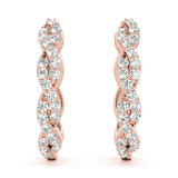 Rose gold Pave Round Diamond Twisted Hoop Earrings with Shared Prong Setting 1