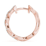 Rose gold Pave Round Diamond Twisted Hoop Earrings with Shared Prong Setting 2