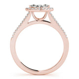 Rose gold Pave Split Shank Halo Marquise Cut Prong Set Ring 2