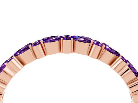 Rose gold Pear & Round Amethyst Wedding Band_10