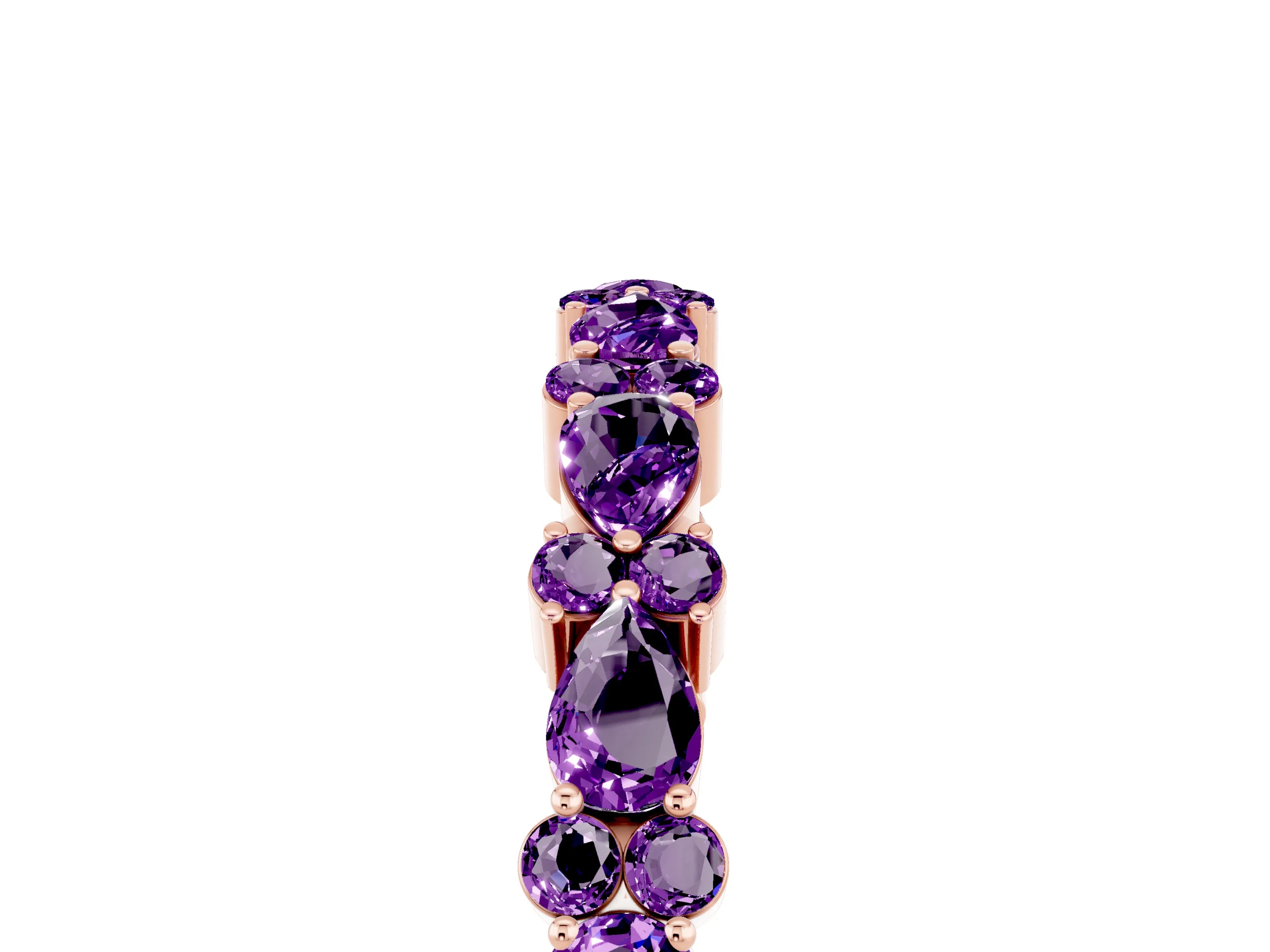 Rose gold Pear & Round Amethyst Wedding Band_11
