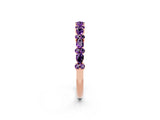 Rose gold Pear & Round Amethyst Wedding Band_8