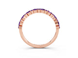 Rose gold Pear & Round Amethyst Wedding Band_9