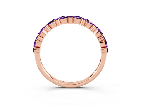 Rose gold Pear & Round Amethyst Wedding Band_9
