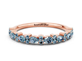 Rose gold Pear & Round Aquamarine Wedding Band_6