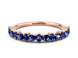 Rose gold Pear & Round Blue Sapphire Wedding Band_6