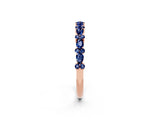 Rose gold Pear & Round Blue Sapphire Wedding Band_8