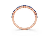 Rose gold Pear & Round Blue Sapphire Wedding Band_9