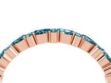 Rose gold Pear & Round Blue Topaz Wedding Band_10