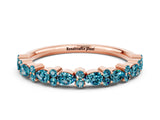 Rose gold Pear & Round Blue Topaz Wedding Band_6
