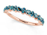 Rose gold Pear & Round Blue Topaz Wedding Band_7