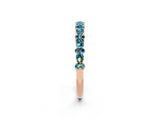 Rose gold Pear & Round Blue Topaz Wedding Band_8