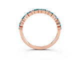 Rose gold Pear & Round Blue Topaz Wedding Band_9