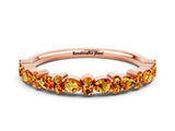 Rose gold Pear & Round Citrine Wedding Band_6