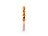Rose gold Pear & Round Citrine Wedding Band_8