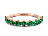 Rose gold Pear & Round Emerald Wedding Band_6