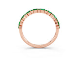 Rose gold Pear & Round Emerald Wedding Band_9