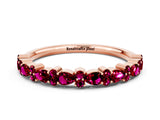 Rose gold Pear & Round Garnet Wedding Band_6