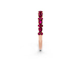 Rose gold Pear & Round Garnet Wedding Band_8