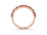 Rose gold Pear & Round Garnet Wedding Band_9