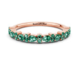 Rose gold Pear & Round Green Sapphire Wedding Band_6