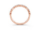 Rose gold Pear & Round Moissanite Wedding Band_9