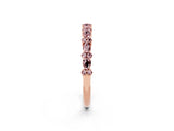 Rose gold Pear & Round Morganite Wedding Band_8