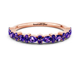 Rose gold Pear & Round Tanzanite Wedding Band_6
