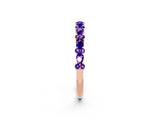 Rose gold Pear & Round Tanzanite Wedding Band_8