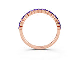 Rose gold Pear & Round Tanzanite Wedding Band_9