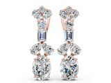Rose gold Pear, Baguette and Oval Diamond Monaco Drop Earrings_12