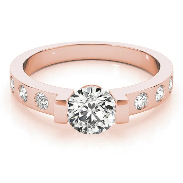 Rose gold Pear Brilliant Channel-Set Diamond Ring with Bezel Prong Setting