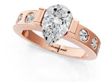 Rose gold Pear Brilliant Channel-Set Diamond Ring with Bezel Prong Setting_15