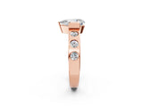 Rose gold Pear Brilliant Channel-Set Diamond Ring with Bezel Prong Setting_16