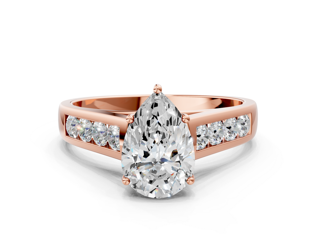 Rose gold Pear Brilliant Channel-Set Solitaire Ring with Four-Prong Setting_20